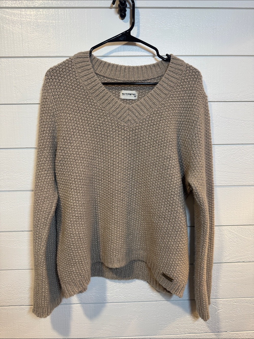 STAPF Austria Taupe Knit V-Neck knit Sweater - Women- large